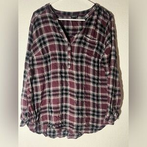 Torrid Size 1 (1X) Twill Henley Tunic Top - Purple